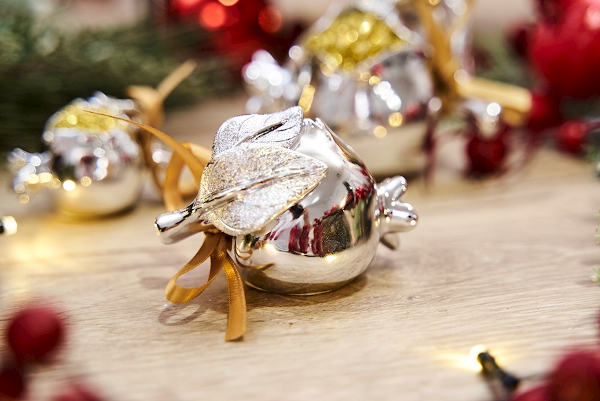 Idea regalo Natale Melograno portafortuna oro Selezione Zanolli