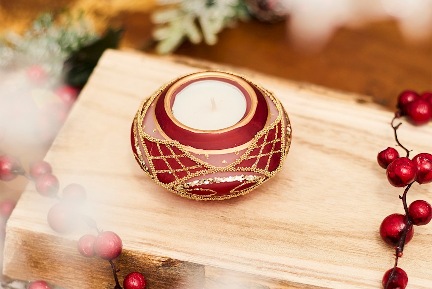 Christmas gift LED candle holder with red T-Light Selezione Zanolli