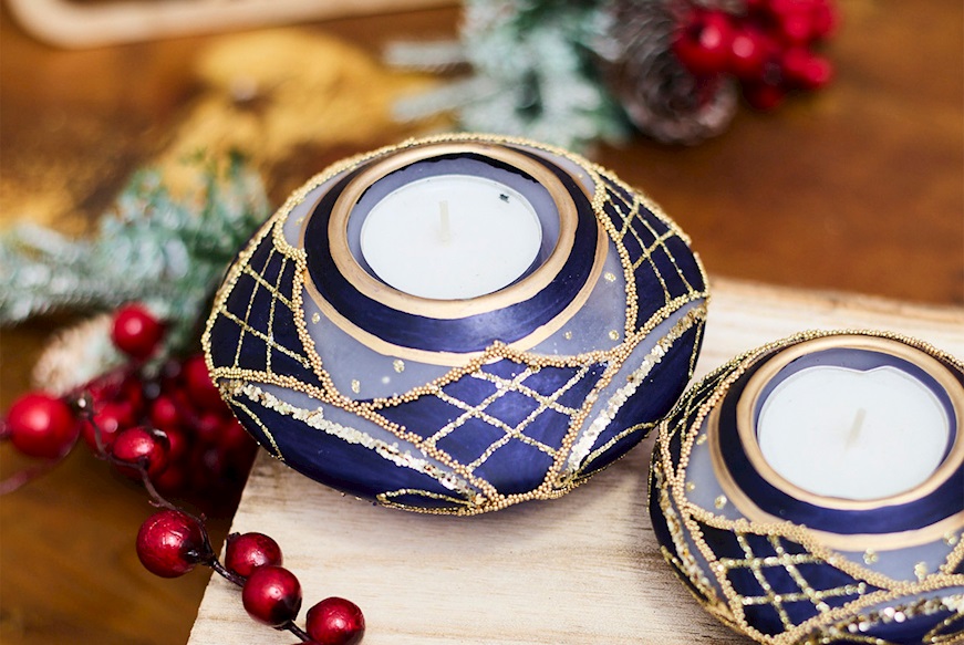 Christmas gift LED candle holder with blue T-Light Selezione Zanolli