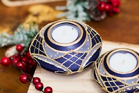 Christmas gift LED candle holder with blue T-Light Selezione Zanolli