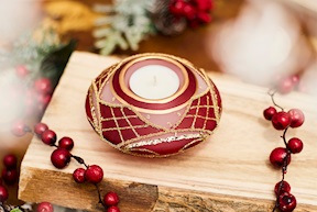 Christmas gift LED candle holder with red T-Light Selezione Zanolli
