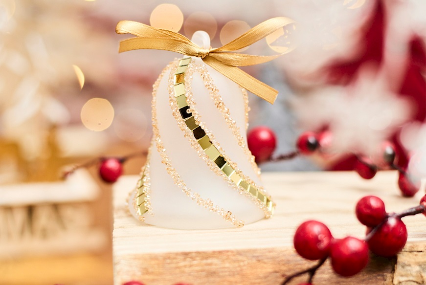 Christmas gift Bell White and gold with LED light Selezione Zanolli