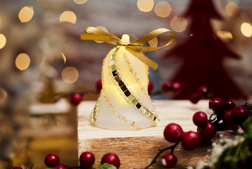 Christmas gift Bell White and gold with LED light Selezione Zanolli