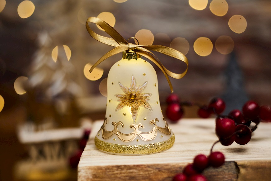 Christmas gift Bell White and gold with LED light Selezione Zanolli