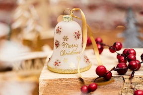 Christmas gift Bell White and gold Merry Christmas with LED light Selezione Zanolli