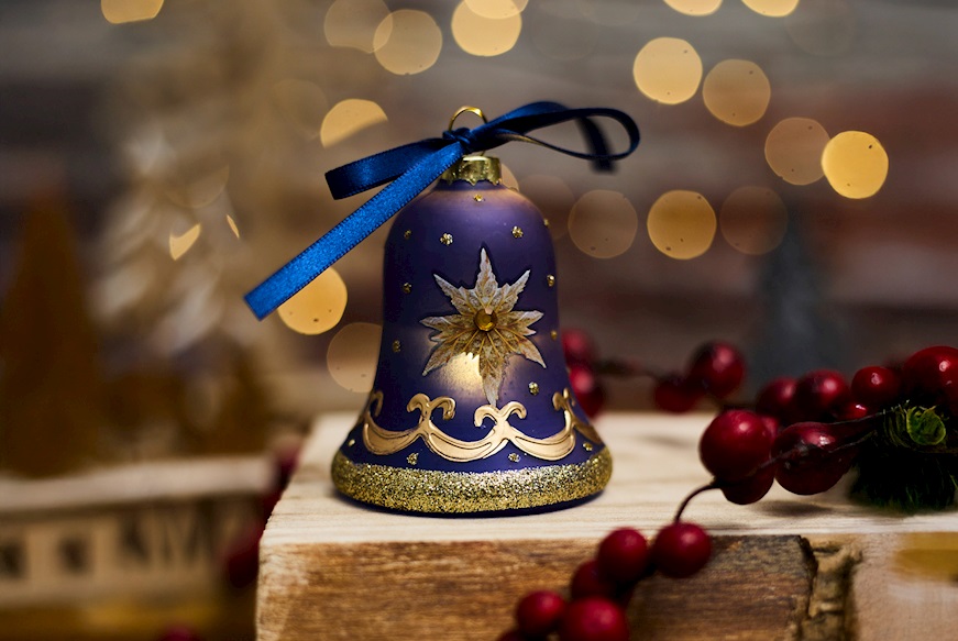 Idea regalo Natale Campanella blu stella con luce LED Selezione Zanolli