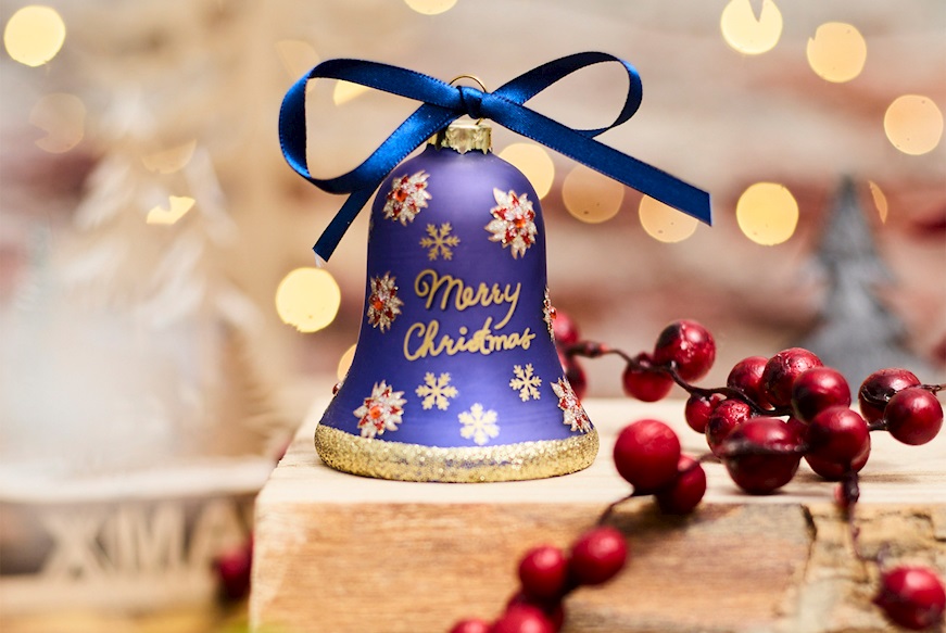 Christmas gift Bell Blue Merry Christmas with LED light Selezione Zanolli