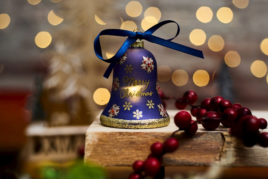 Christmas gift Bell Blue Merry Christmas with LED light Selezione Zanolli