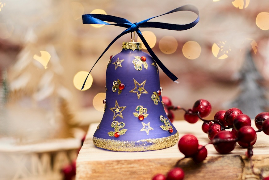 Christmas gift Bell Blue stars with LED light Selezione Zanolli