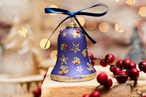 Christmas gift Bell Blue stars with LED light Selezione Zanolli