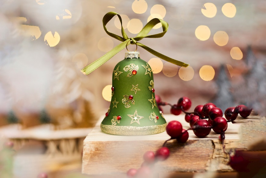 Christmas gift Bell Green stars with LED light Selezione Zanolli