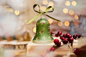 Christmas gift Bell Green stars with LED light Selezione Zanolli