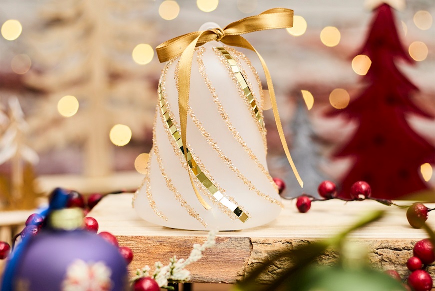 Christmas gift Bell White and gold with LED light Selezione Zanolli
