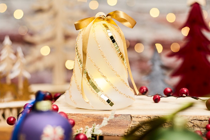 Christmas gift Bell White and gold with LED light Selezione Zanolli
