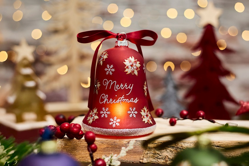 Christmas gift Bell Red Merry Christmas with LED light Selezione Zanolli