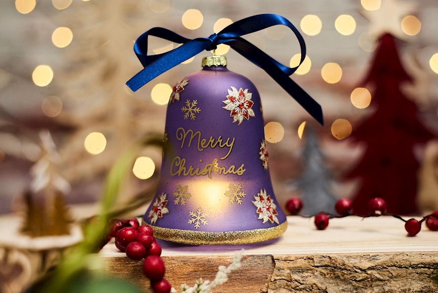 Christmas gift Bell Blue Merry Christmas with LED light Selezione Zanolli