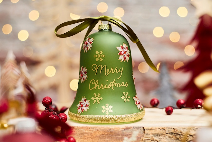 Christmas gift Bell Green Merry Christmas with LED light Selezione Zanolli
