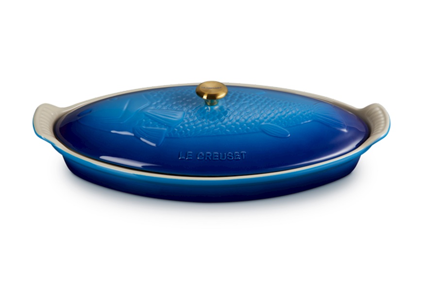 Pesciera Tradition gres azure blu con coperchio Le Creuset