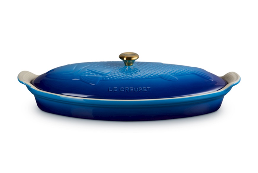 Pesciera Tradition gres azure blu con coperchio Le Creuset
