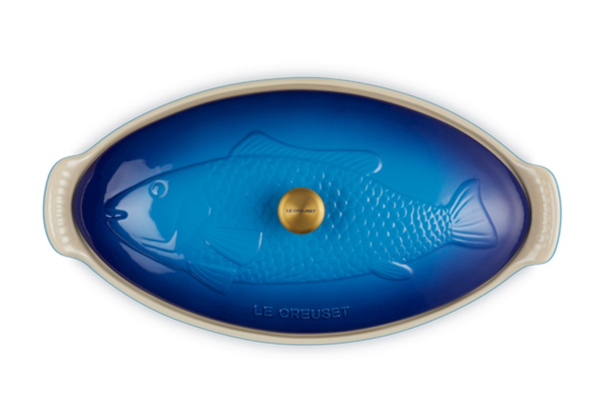 Pesciera Tradition gres azure blu con coperchio Le Creuset