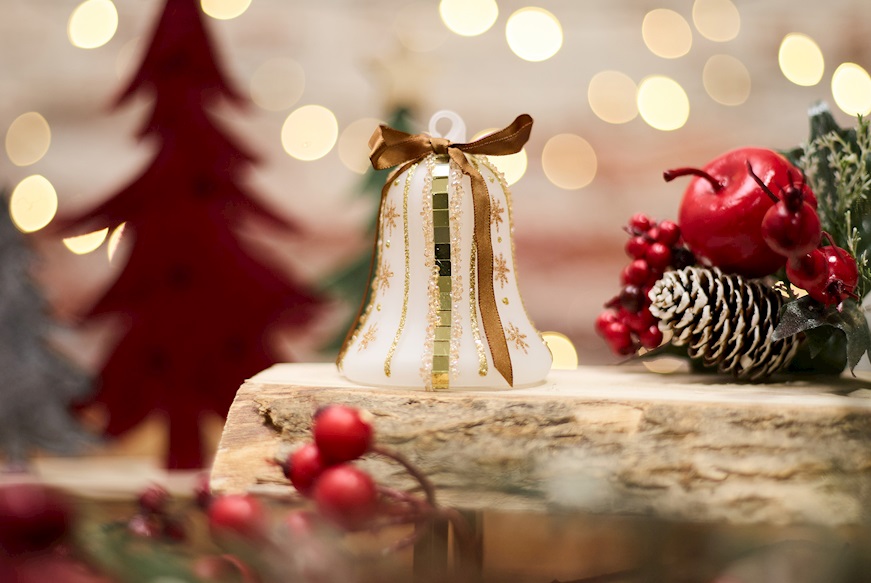 Christmas gift Bell White and gold with LED light Selezione Zanolli