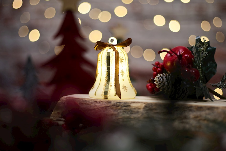 Christmas gift Bell White and gold with LED light Selezione Zanolli