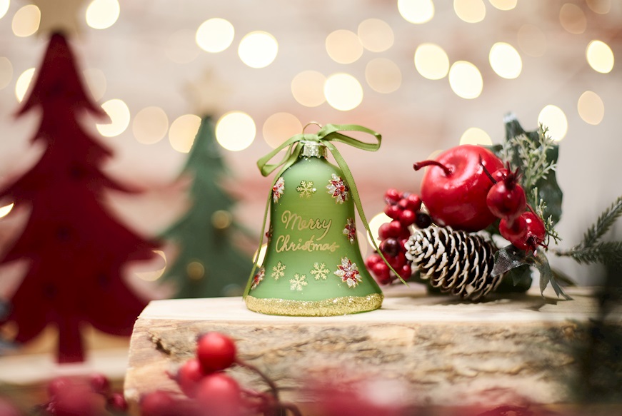 Christmas gift Bell Green Merry Christmas with LED light Selezione Zanolli