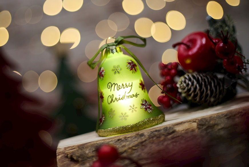 Christmas gift Bell Green Merry Christmas with LED light Selezione Zanolli