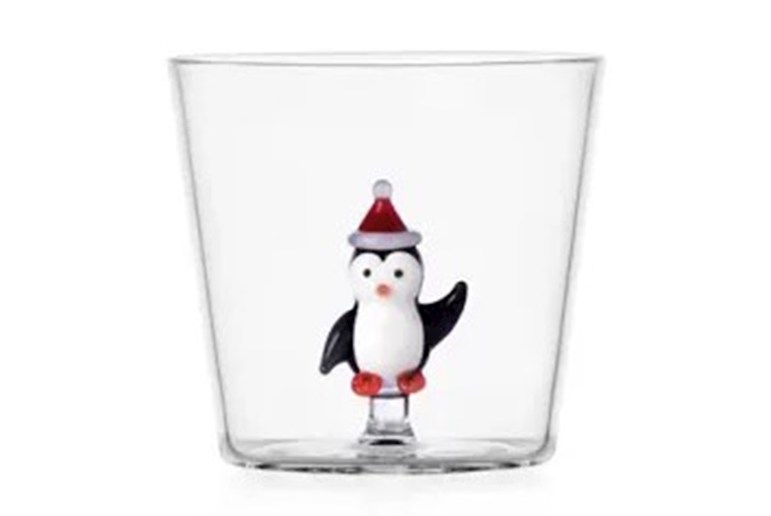Idea regalo Natale Bicchiere tumbler Pinguino con Cappello di Natale Christmas Tales Ichendorf