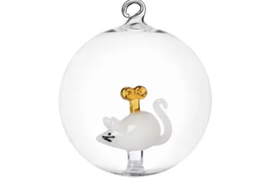Idea regalo Natale Palla di Natale Topino bianco Ichendorf