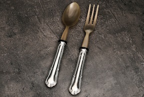 Posate insalata argento 40 grammi 2 pezzi in stile Barocchino usato ricondizionato Zanolli Vintage