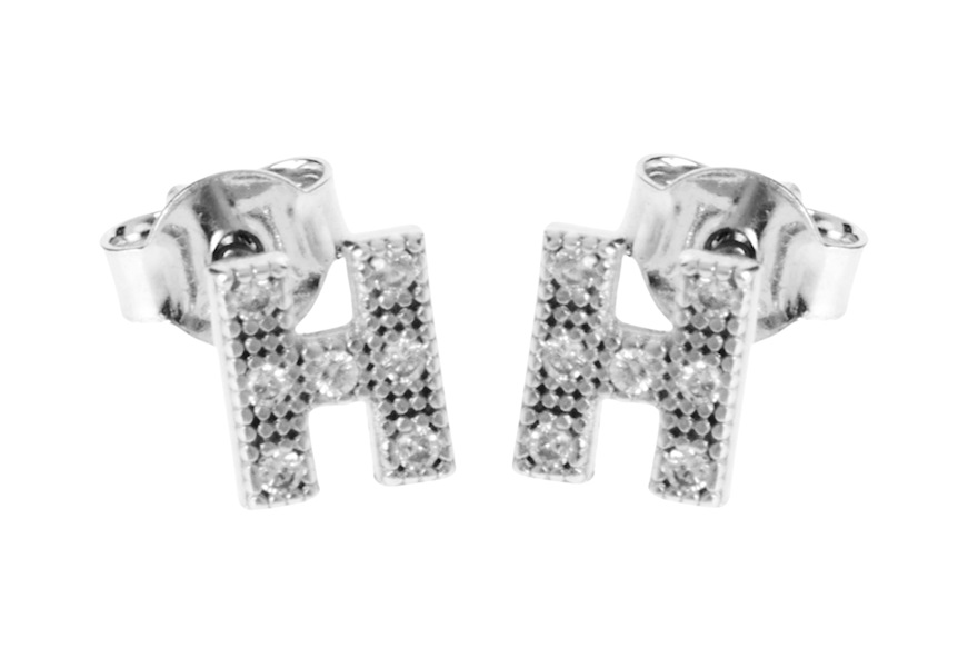 Orecchini lettera H argento con zirconi Selezione Zanolli