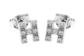 Orecchini lettera H argento con zirconi Selezione Zanolli