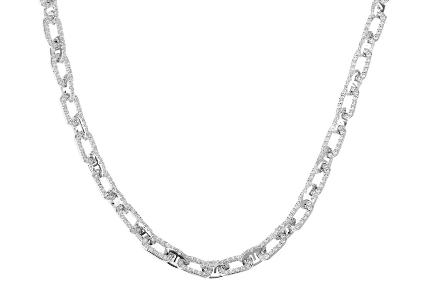 Collana ottone finitura rodio e zirconi Sovrani