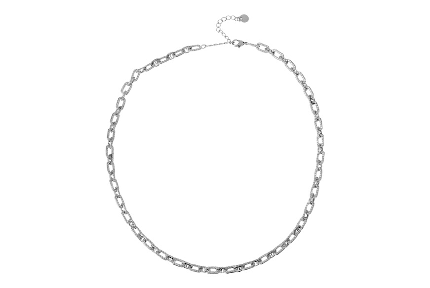 Collana ottone finitura rodio e zirconi Sovrani
