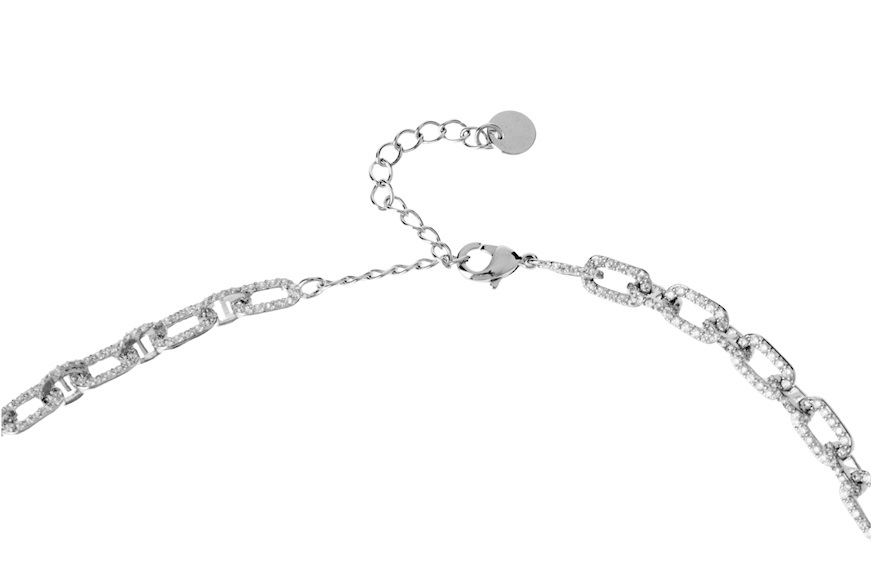 Collana ottone finitura rodio e zirconi Sovrani