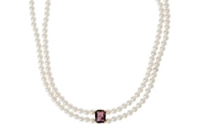 Collana argento con perle di fiume e cristallo vinaccia Selezione Zanolli