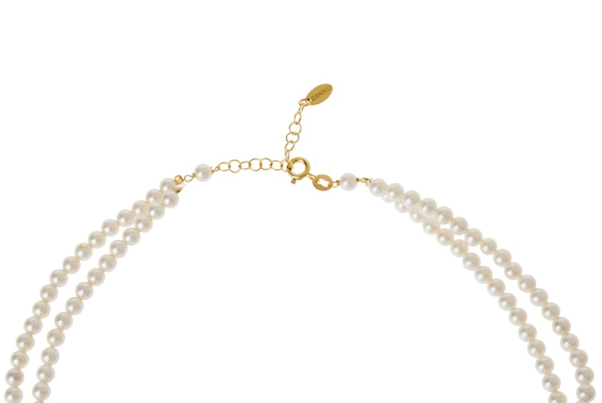 Collana argento con perle di fiume e cristallo vinaccia Selezione Zanolli