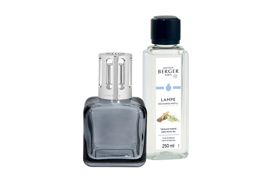 Cofanetto lampada catalitica Glacon Grise con profumo 250 ml The Bianco Puretè Maison Berger Paris