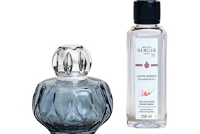 Gift pack lamp Rosalie Bleue with 250 ml perfume Petillance Exquise Maison Berger Paris