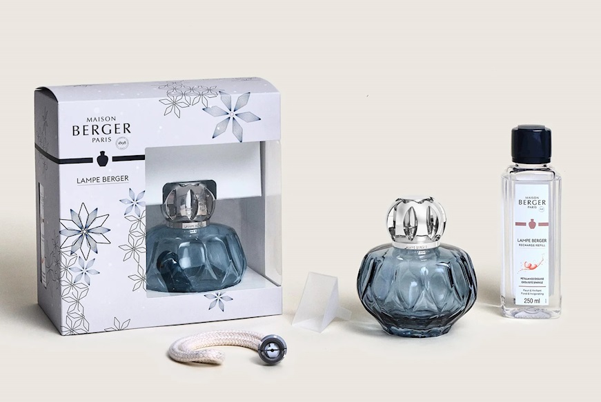 Gift pack lamp Rosalie Bleue with 250 ml perfume Petillance Exquise Maison Berger Paris