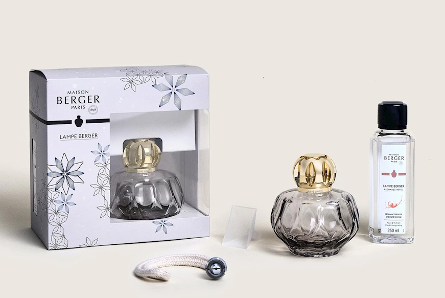 Gift pack lamp Rosalie Grise with 250 ml perfume Petillance Exquise Maison Berger Paris