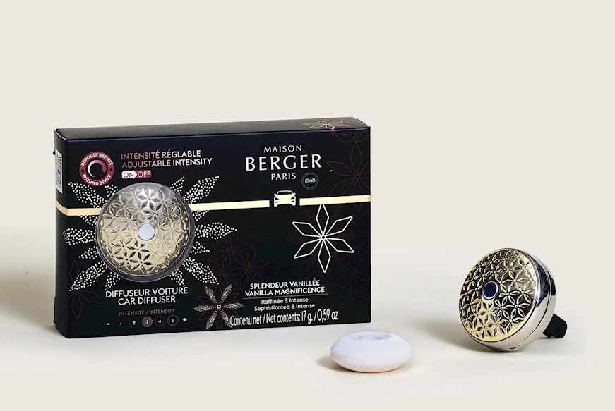 Car diffuser Pomelis with Splendeur Vanillee refill Maison Berger Paris