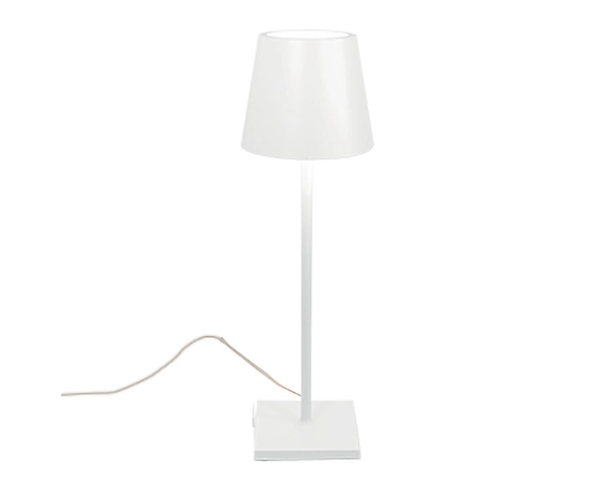 Lampada da tavolo Poldina con cavo bianco opaco con cavo Zafferano