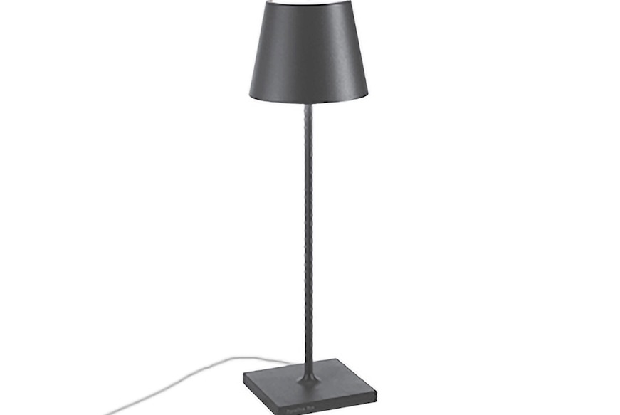 Lampada da tavolo Poldina con cavo grigio scuro Zafferano
