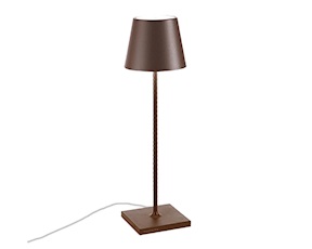 Lampada da tavolo Poldina con cavo corten con cavo Zafferano