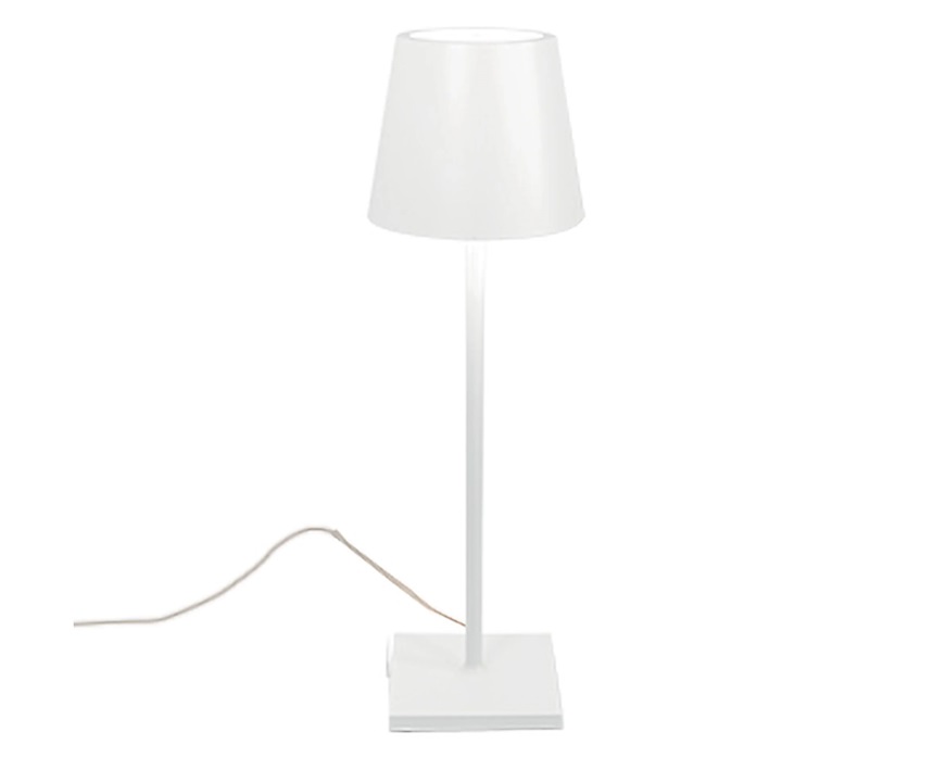 Lampada da tavolo Poldina bianco con cavo Zafferano