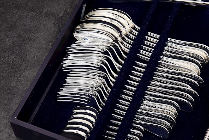 Servizio posate argento 1294 grammi 36 pezzi in stile Inglese usato ricondizionato Zanolli Vintage