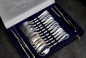 Cutlery set silver 852 grammi in English style Zanolli Vintage