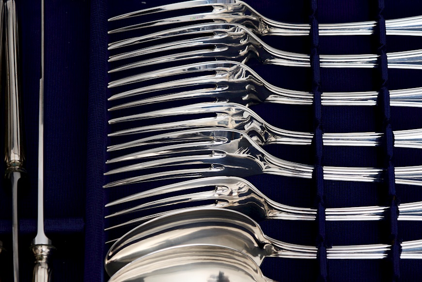 Cutlery set silver 852 grammi in English style Zanolli Vintage
